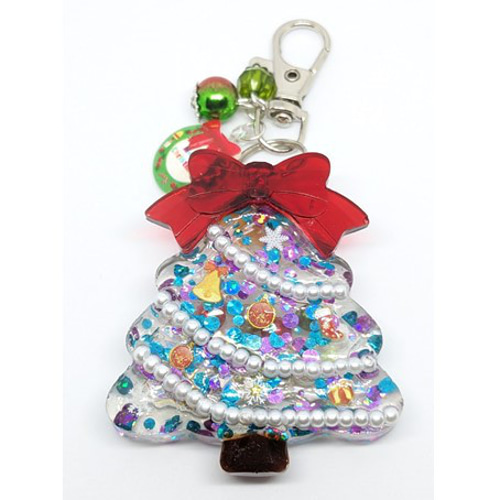 ハンドメイド クリスマスツリーシェイカーキーホルダー