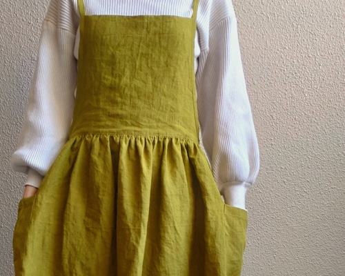 リネン100%☆3wayギャザーエプロン エプロン rettan 通販 16876393