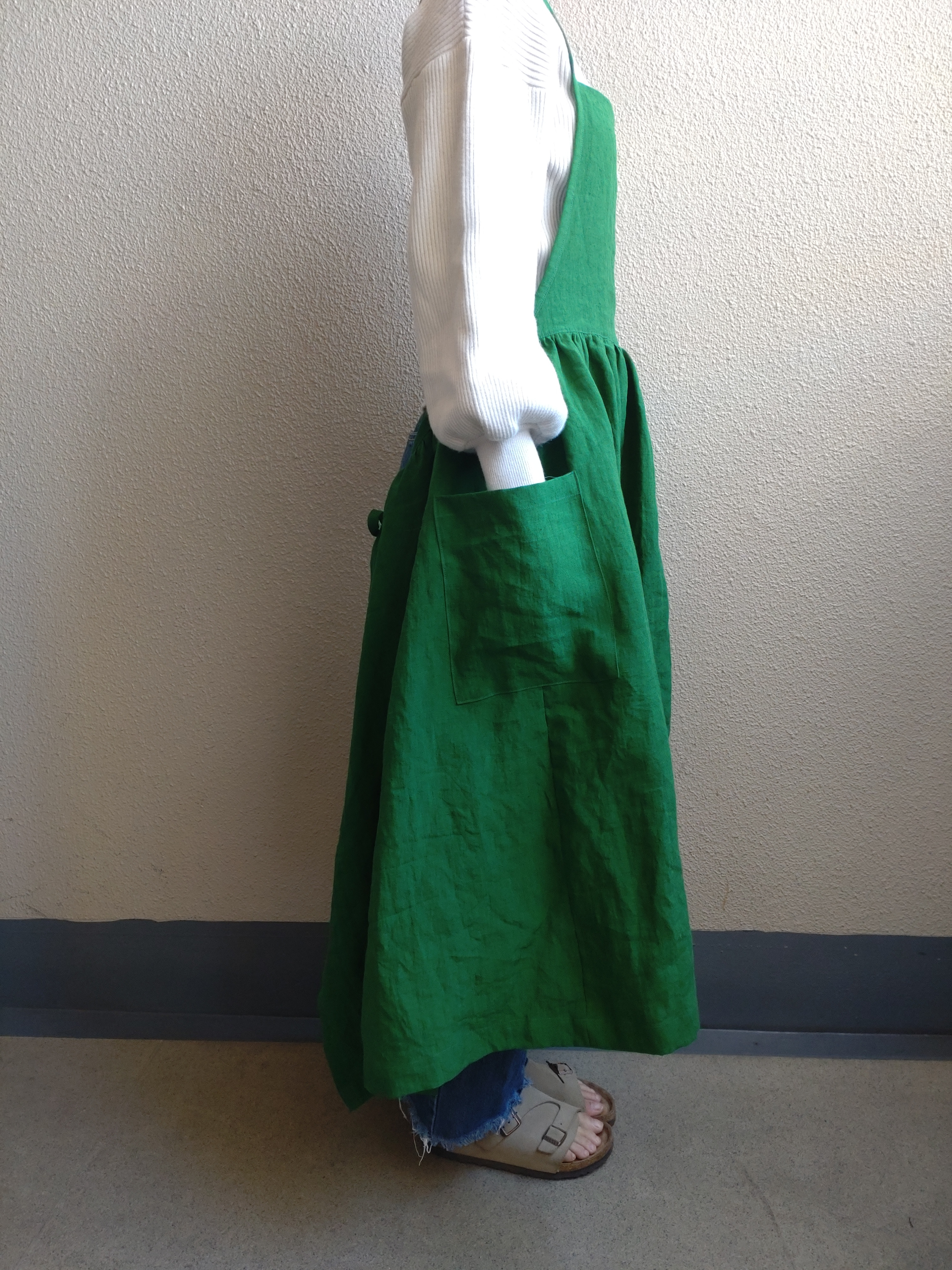 リネン100%☆3wayギャザーエプロン