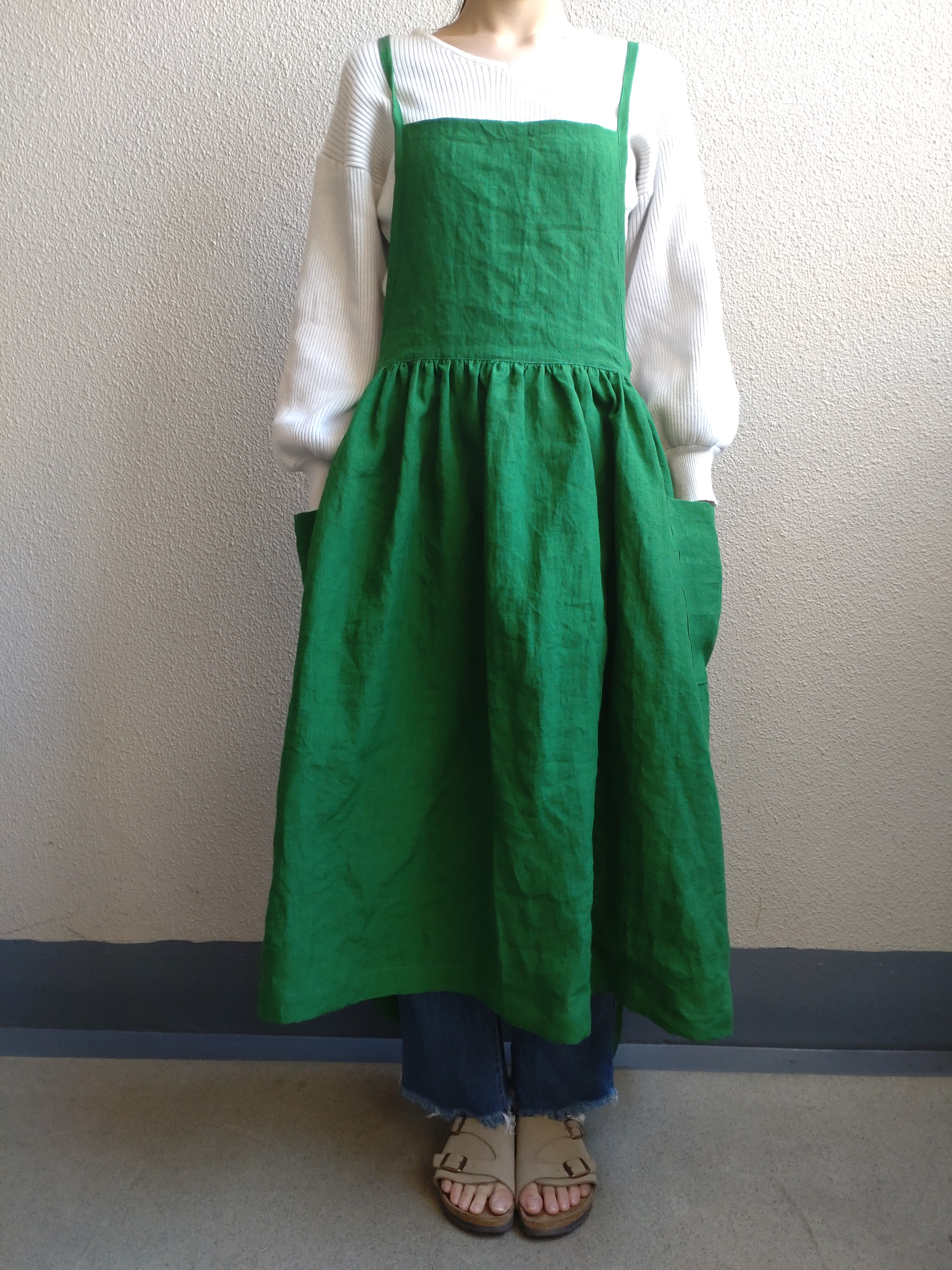 リネン100%☆3wayギャザーエプロン