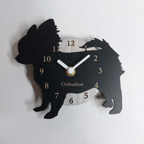 文字・名入れ】【置時計スタンド付き】ワンちゃん コンパクト静音