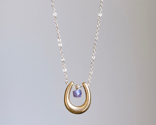午年《2月誕生石》アメジスト ホースシュー ネックレス 14kgf