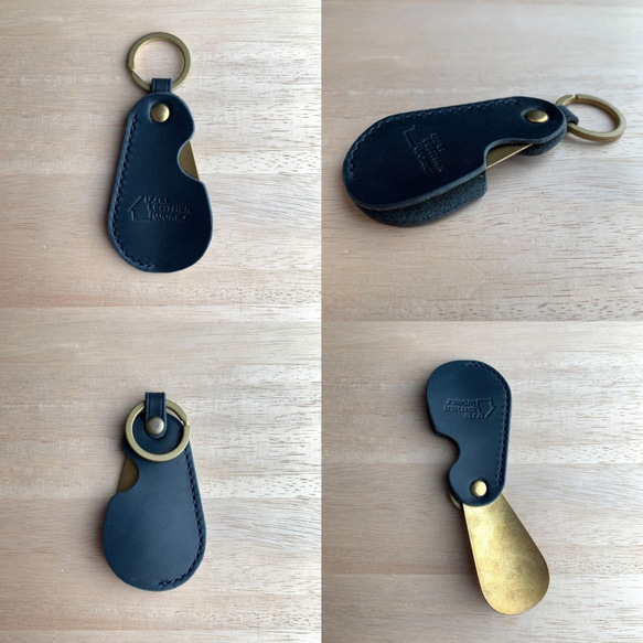 ぶーちゃん様オーダー品 真鍮靴べらキーホルダー×4 【選べる革と 