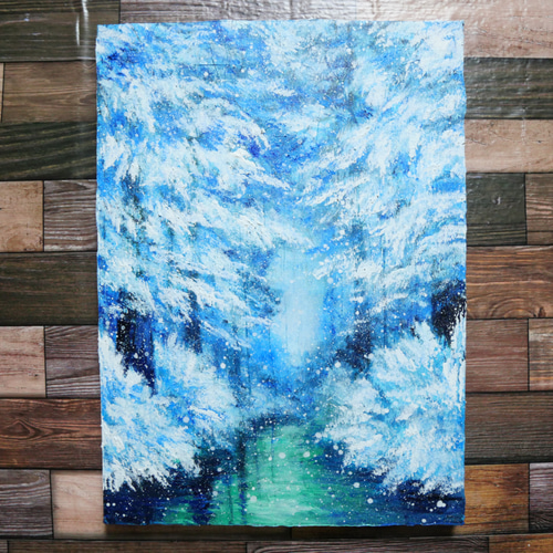 油絵 絵画 【冬の川】 絵画 HR 通販 16876736｜Creema(クリーマ)