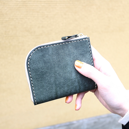 名入れ、ラッピング無料】手縫いのL型オールインワン小さい財布