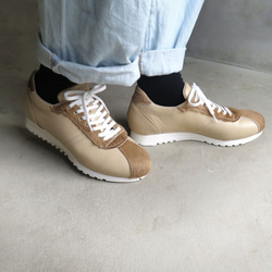 【利用原子！ ] 經典設計與高品質真皮！ EMA 運動鞋/Haraco x 米色 第6張的照片