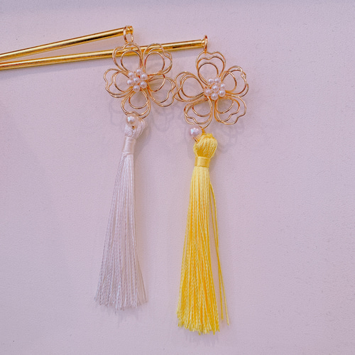 淡水パール＊タッセル＊かんざし お花☆パール☆かんざし☆タッセル☆お祭り髪飾り☆成人式髪飾り☆卒業