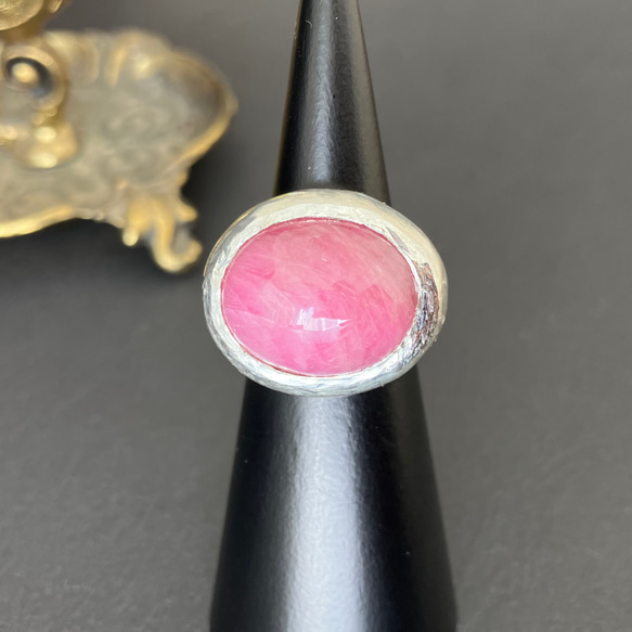 {ロードクロサイト}  薔薇のフリーサイズリング - rhodochrosite silver 8枚目の画像