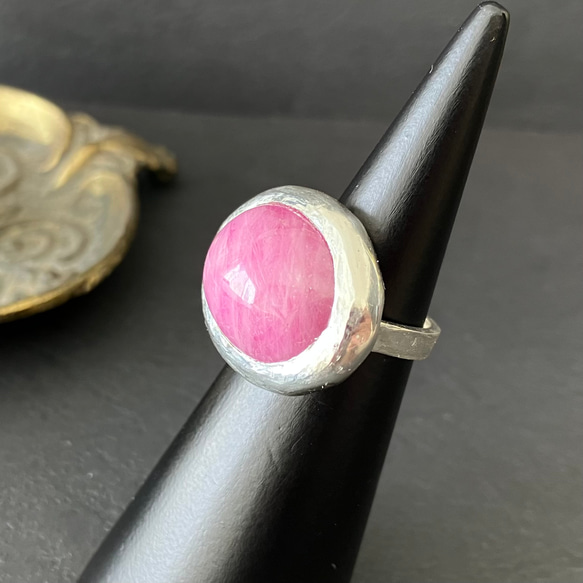 {ロードクロサイト}  薔薇のフリーサイズリング - rhodochrosite silver 7枚目の画像