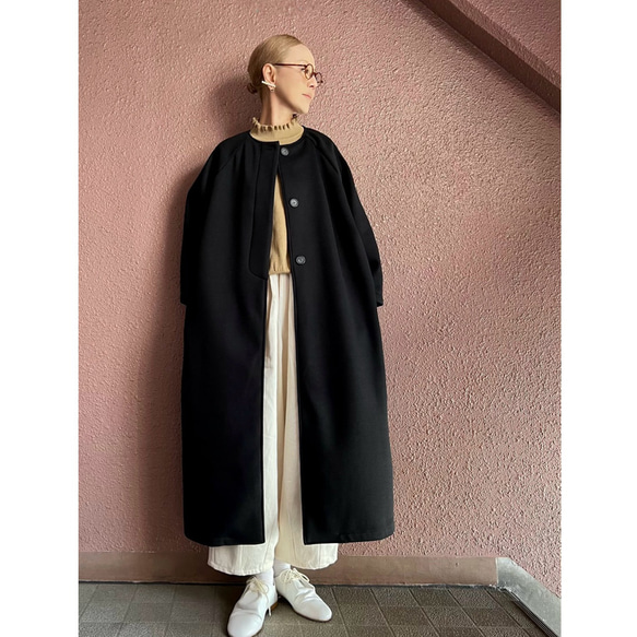 RATA❤️ゆったり大きめシルエット❤️理想を叶えるシルエット❤️大人のロングコート❤️定番万能BLACK 袖幅 約29cm 裄丈約68cm 袖口　約19cmバスト約140cm　　
