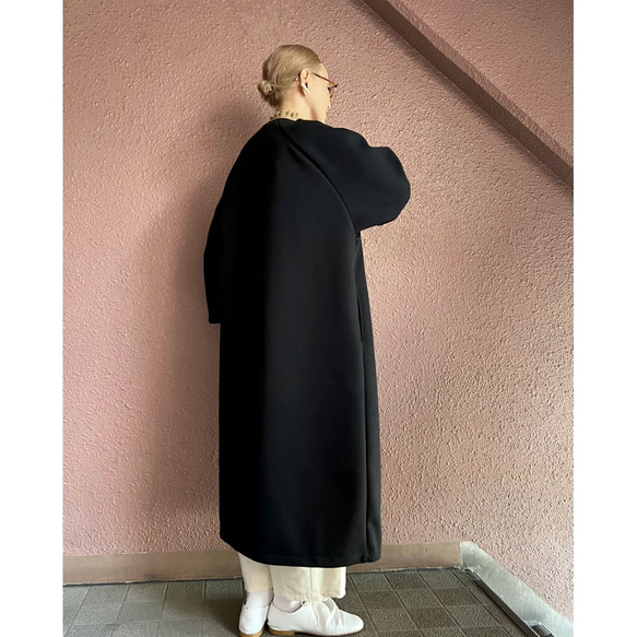 RATA❤️ゆったり大きめシルエット❤️理想を叶えるシルエット❤️大人のロングコート❤️定番万能BLACK 袖幅 約29cm 裄丈約68cm 袖口　約19cmバスト約140cm　　