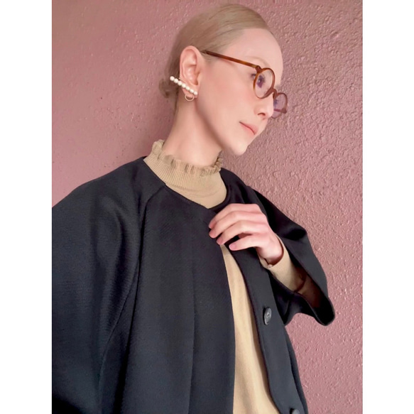 RATA❤️ゆったり大きめシルエット❤️理想を叶えるシルエット❤️大人のロングコート❤️定番万能BLACK 袖幅 約29cm 裄丈約68cm 袖口　約19cmバスト約140cm　　