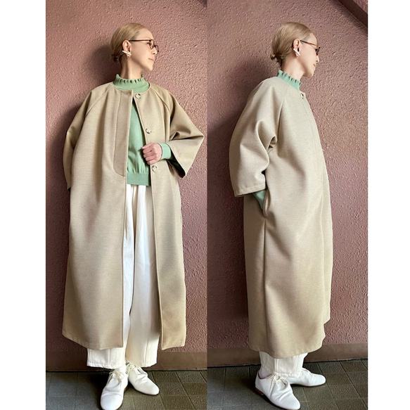 RATA❤️ゆったり大きめシルエット❤️理想を叶えるシルエット❤️大人のロングコート❤️定番万能BLACK 袖幅 約29cm 裄丈約68cm 袖口　約19cmバスト約140cm　　