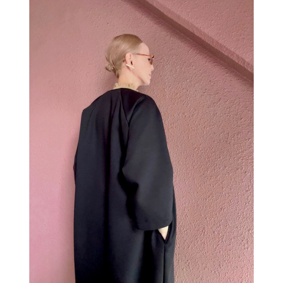 RATA❤️ゆったり大きめシルエット❤️理想を叶えるシルエット❤️大人のロングコート❤️定番万能BLACK 袖幅 約29cm 裄丈約68cm 袖口　約19cmバスト約140cm　　