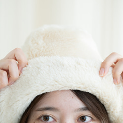 Organic Cotton Fur ふわふわあったか帽子【生成り色】 7枚目の画像