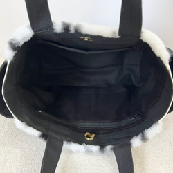 【Sサイズ】ダルメシアン柄　ボア　8号帆布使用　手提げバッグ　サイドポケット付き　akaneko 小さめバッグ 6枚目の画像