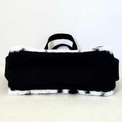 【Sサイズ】ダルメシアン柄　ボア　8号帆布使用　手提げバッグ　サイドポケット付き　akaneko 小さめバッグ 5枚目の画像