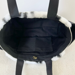 【Sサイズ】ダルメシアン柄　ボア　8号帆布使用　手提げバッグ　サイドポケット付き　akaneko 小さめバッグ 7枚目の画像