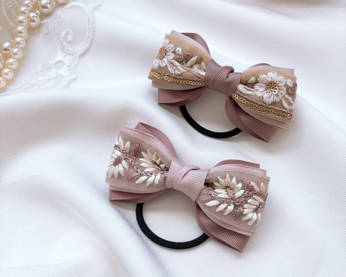 【50】 ハンドメイド　リボン　ヘアゴム スターレインボーリボン ヘアゴム キッズリボン ハンドメイドの