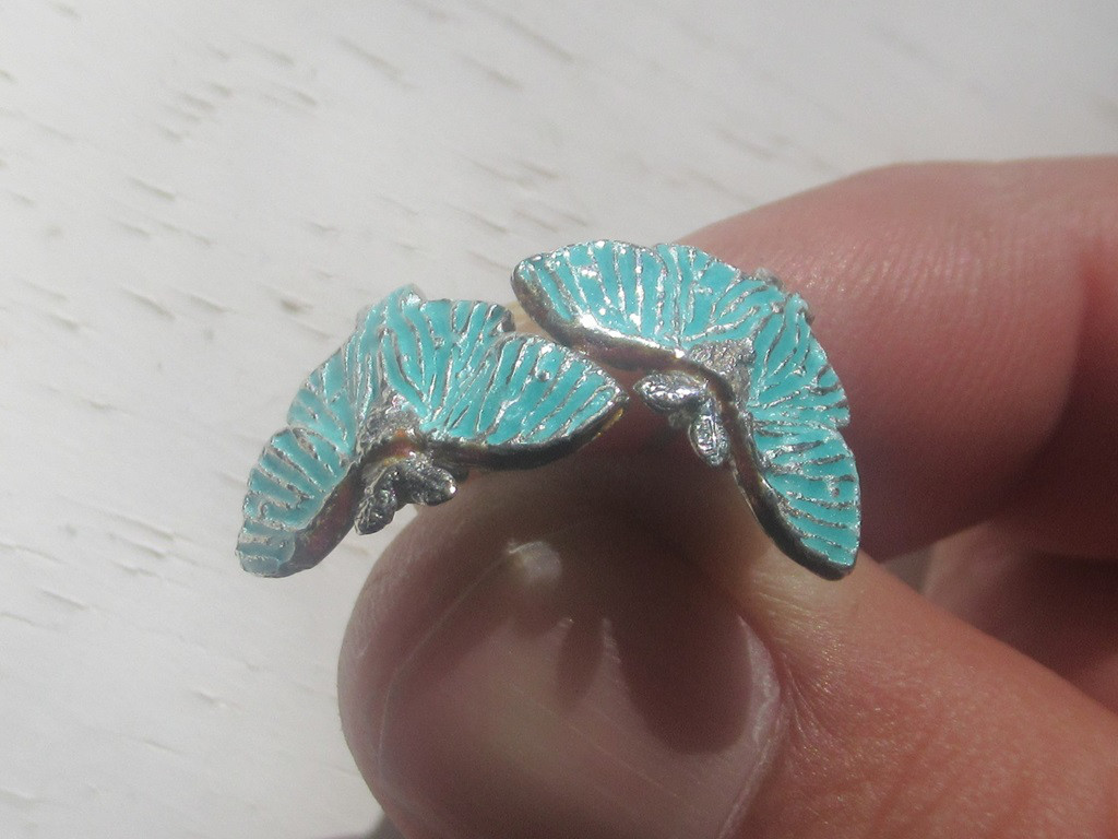 ＜＜オオミズアオのピアス　ペア＞＞　蛾　ムシ　虫　昆虫