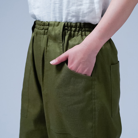 【亞麻褲】一年四季都可以穿的舒適亞麻麵包褲 Solotex/卡其色 b026a-khk2 第17張的照片