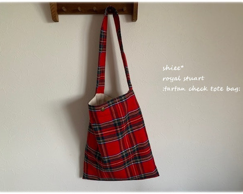 2312-30 ミニチュアトートサシェ 香り袋  タータンチェック 赤 黒切替 ankoROCK ハンドバッグ an meets zakka タータンチェック柄2WAY