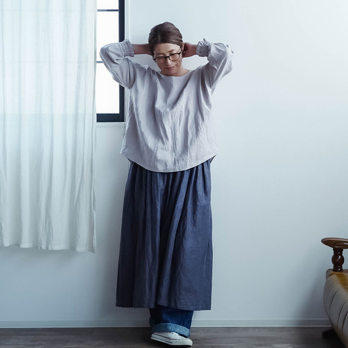 wafu】リネンブラウス やみつきになる快適さ。袖くしゅリネントップス