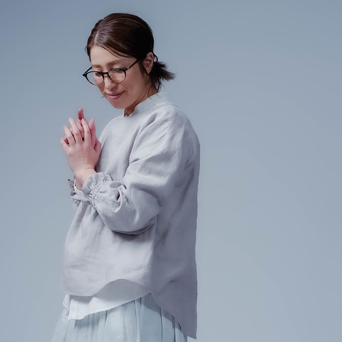 wafu】リネンブラウス やみつきになる快適さ。袖くしゅリネントップス