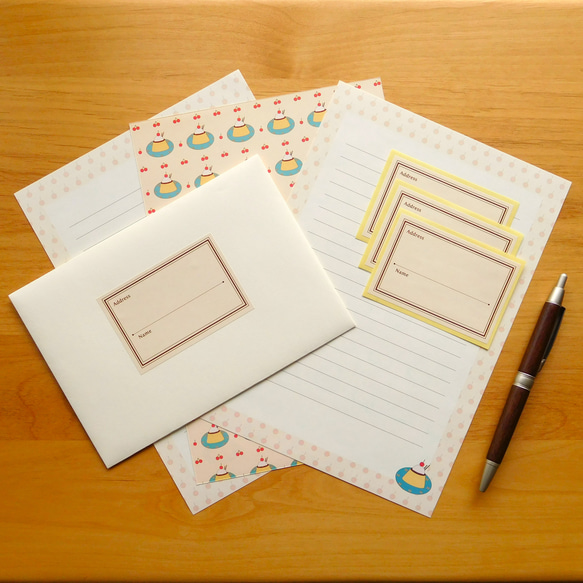 平成レトロ ミニレター ハムミルクプリン 封筒 便箋 シール