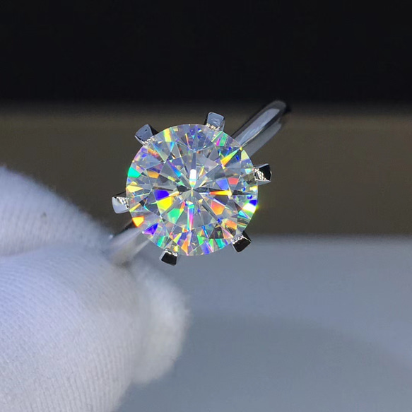 3カラット】輝く モアサナイト ダイヤ リング K18WG 指輪・リング ルイ  