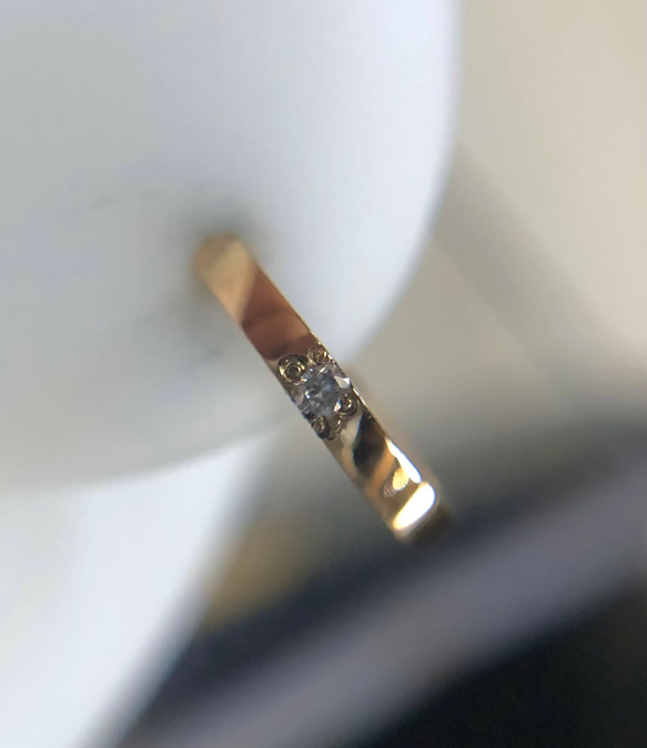 フープフックピアス　K18  1.２ミリ天然ダイヤモンド　キャッチレス　両耳 1枚目の画像