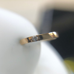 フープフックピアス　K18  1.２ミリ天然ダイヤモンド　キャッチレス　両耳 2枚目の画像