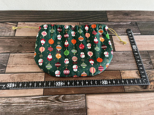 クリスマスにぴったり♪まるいシルエットの巾着袋♫ツリー赤 11枚目の画像