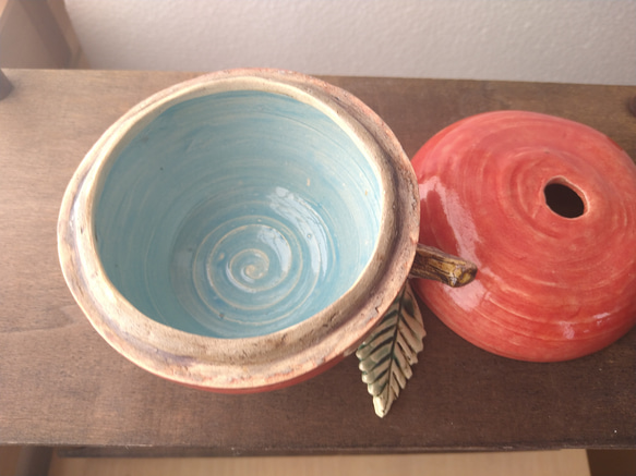 陶器のりんごの蓋物⑦　受注生産 5枚目の画像