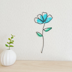 ワイヤーアート 花 (黄色) ワイヤークラフト ウォールデコ ウォール