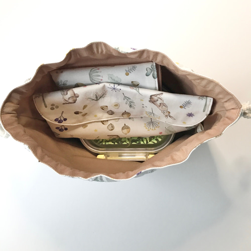 向日葵ꕤ︎︎·͜·　ミルキーラビットのお弁当袋＆ランチョンマット お弁当袋 ランチョンマットのセット【ミルキーラビット】オプションで