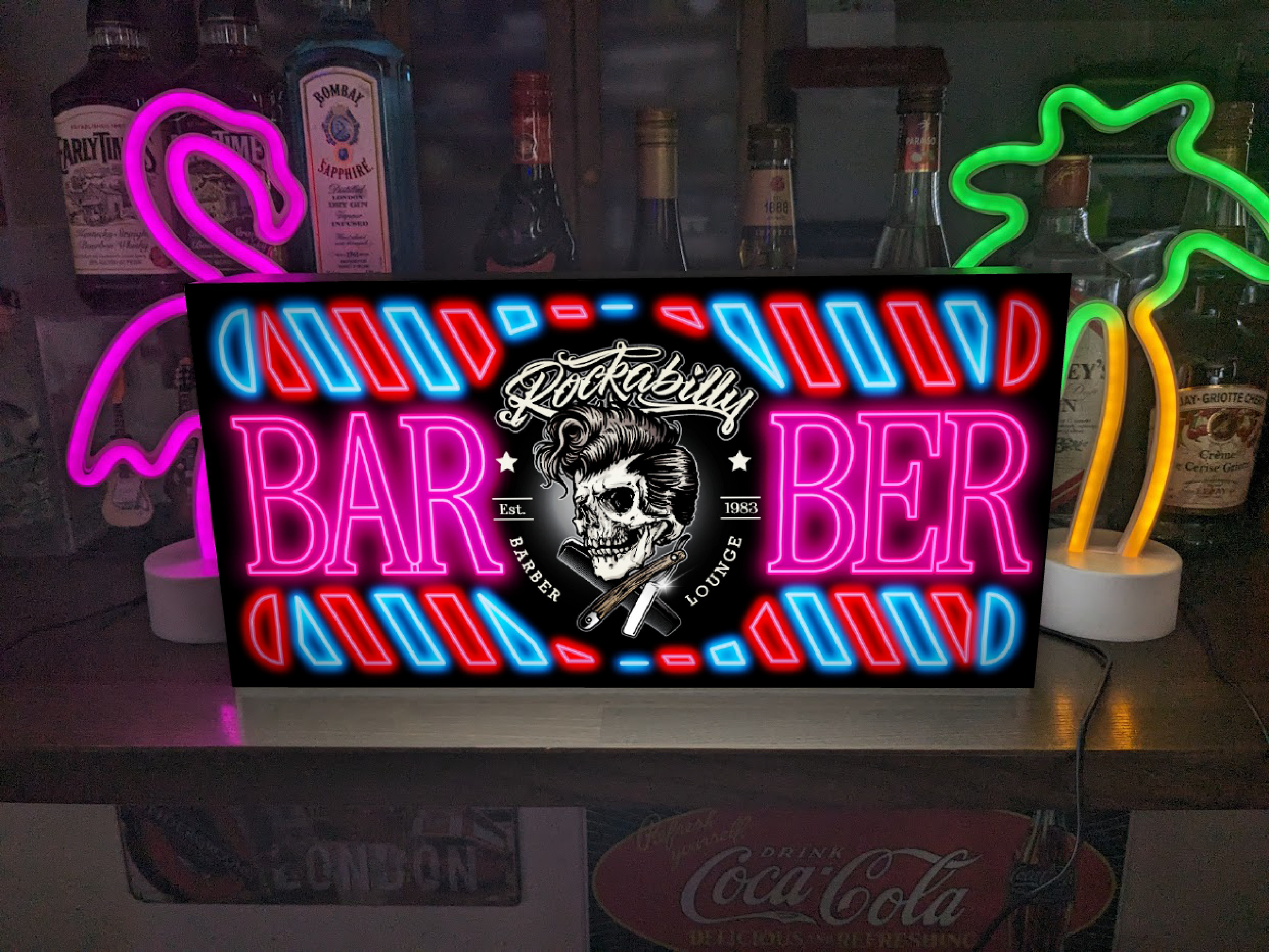 【Lサイズ バーバー 理容室 美容室 ヘアーサロン 床屋 ロカビリー 店舗 ランプ 照明 看板 置物 雑貨 ライトBOX 9,798円