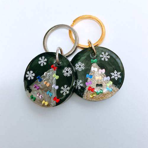 クリスマスツリー レジンキーホルダー オーナメント 名入れ