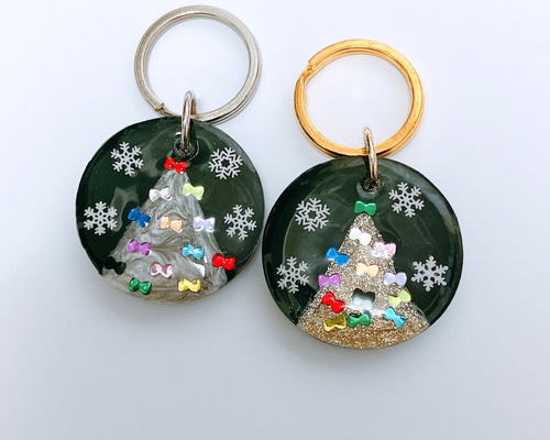 X'mas☆雪ダルマとツリー　他レジンキーホルダー計6点 X´mas☆雪ダルマとツリー 他レジンキーホルダー計6点
