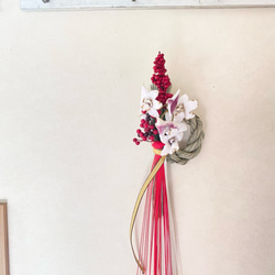 お正月飾りシンプル　デンファレ　紅白水引 4枚目の画像