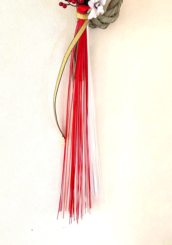 お正月飾りシンプル　デンファレ　紅白水引 7枚目の画像
