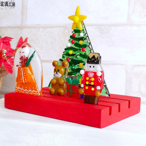 クリスマス　クリスマスツリー　くるみ割り人形　天使　アレンジ自由　インテリア　ガラス　フュージング 3枚目の画像