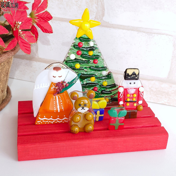 クリスマス　クリスマスツリー　くるみ割り人形　天使　アレンジ自由　インテリア　ガラス　フュージング 2枚目の画像
