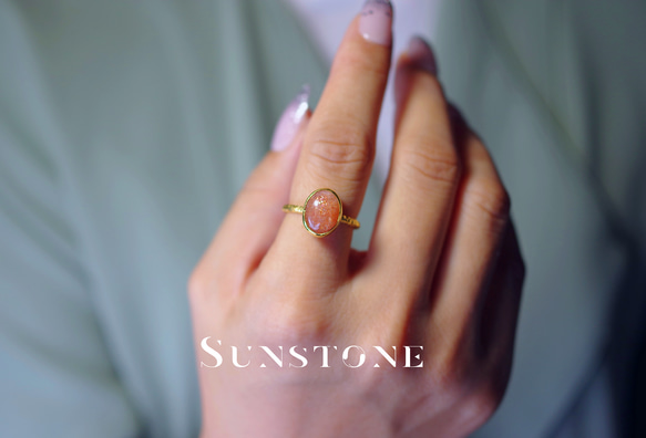 New ☆新作☆『SunStone』の世界でひとつの天然石リングsilver925 + 18kgp 4枚目の画像