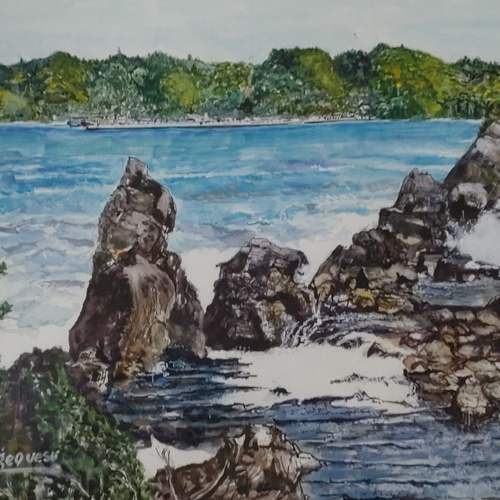 立体絵画の「海岸に並ぶ、日の出の橋杭岩」 和歌山】橋杭岩：幻想的な早朝と岩のシルエットが魅力的