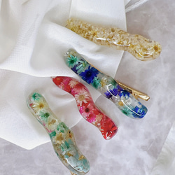 うにょうにょヘアクリップ♡レッド×ピンクのお花埋め尽くし 7枚目の画像