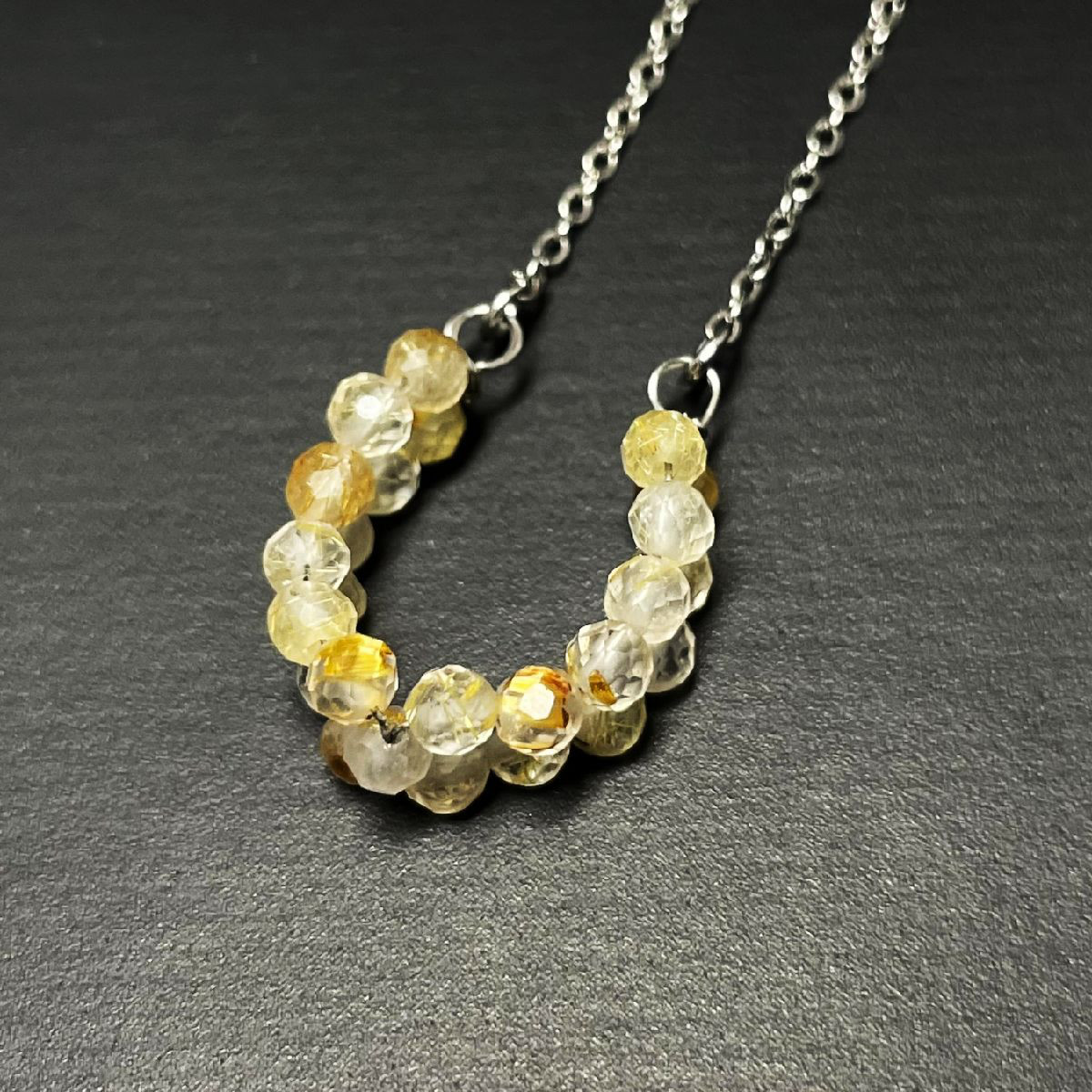 最強運をもたらす縁起物】64面カットルチルクォーツ マリーナチェーン