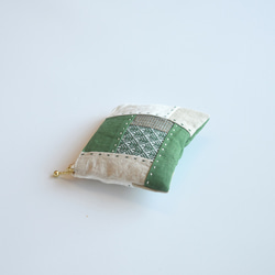 Green Matsukasa [Kogin sashimi x patchwork] 亞麻迷你小袋：非常適合存放配件盒。 第4張的照片