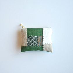Green Matsukasa [Kogin sashimi x patchwork] 亞麻迷你小袋：非常適合存放配件盒。 第1張的照片