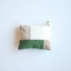 Green Matsukasa [Kogin sashimi x patchwork] 亞麻迷你小袋：非常適合存放配件盒。 第2張的照片